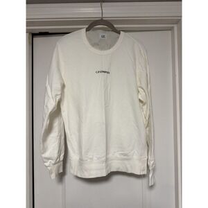 C.P. Company, white/ecru sweatshirt W/a chest embroidered logo, Men's Small